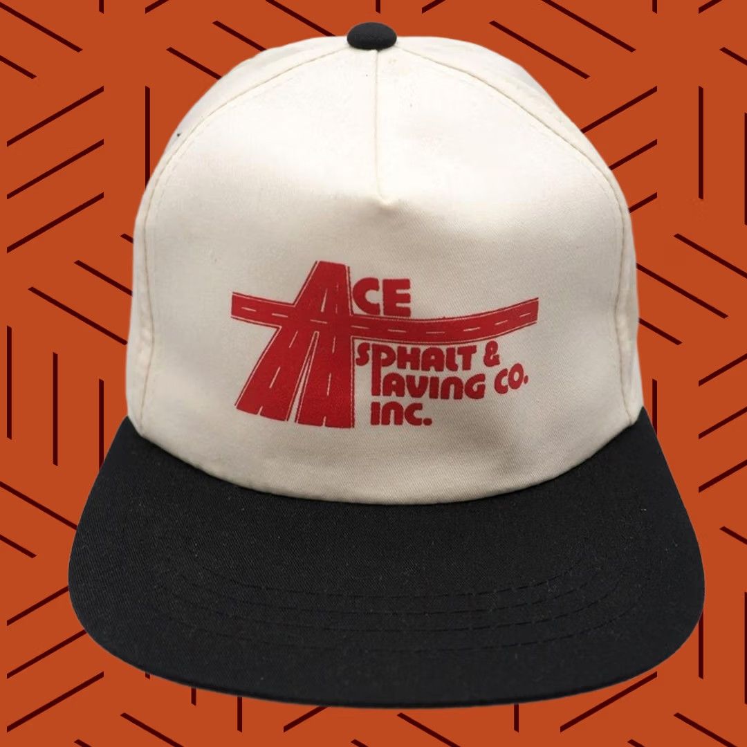 Vintage VINTAGE Snapback Trucker Hat Cap Ace Asphalt & Paving Hat, White, Adjustable, 1980s, Nike? Size ONE SIZE - 1 Thumbnail