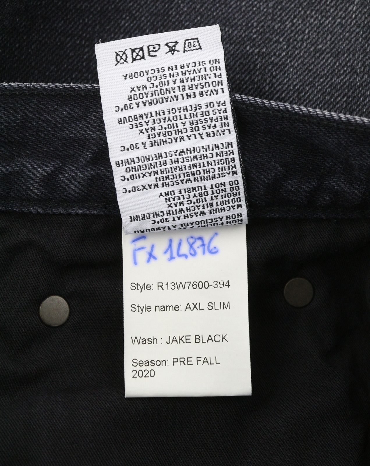 R13 AXL SLIM 27 Jake Black Faded Washed Zip Fly Denim 85823 Size 27" / US 4 / IT 40 - 8 Thumbnail