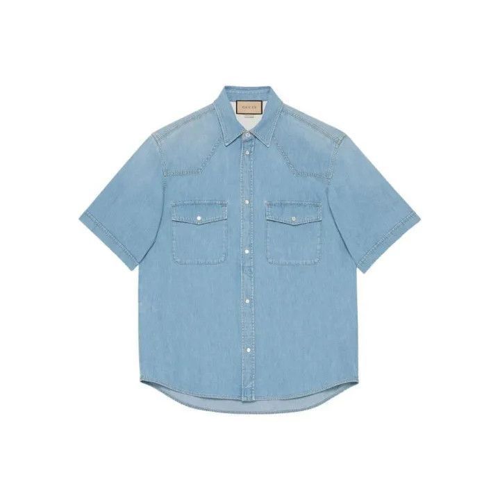 Gucci Gucci Gucci Short Sleeve Denim Shirt with Pocket -2506 Size US M / EU 48-50 / 2 - 1 Thumbnail