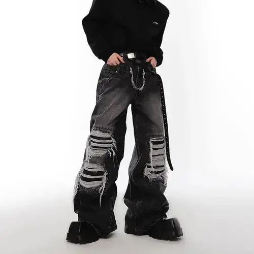 Jean Japanese Opium Ripped pants design high street holes washed Size US 32 / EU 48 - 1 Thumbnail