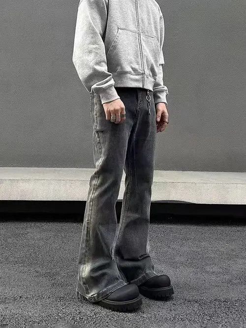 Japanese Brand Washed vintage straight-leg micro-flared jeans Size US 30 / EU 46 - 1 Thumbnail