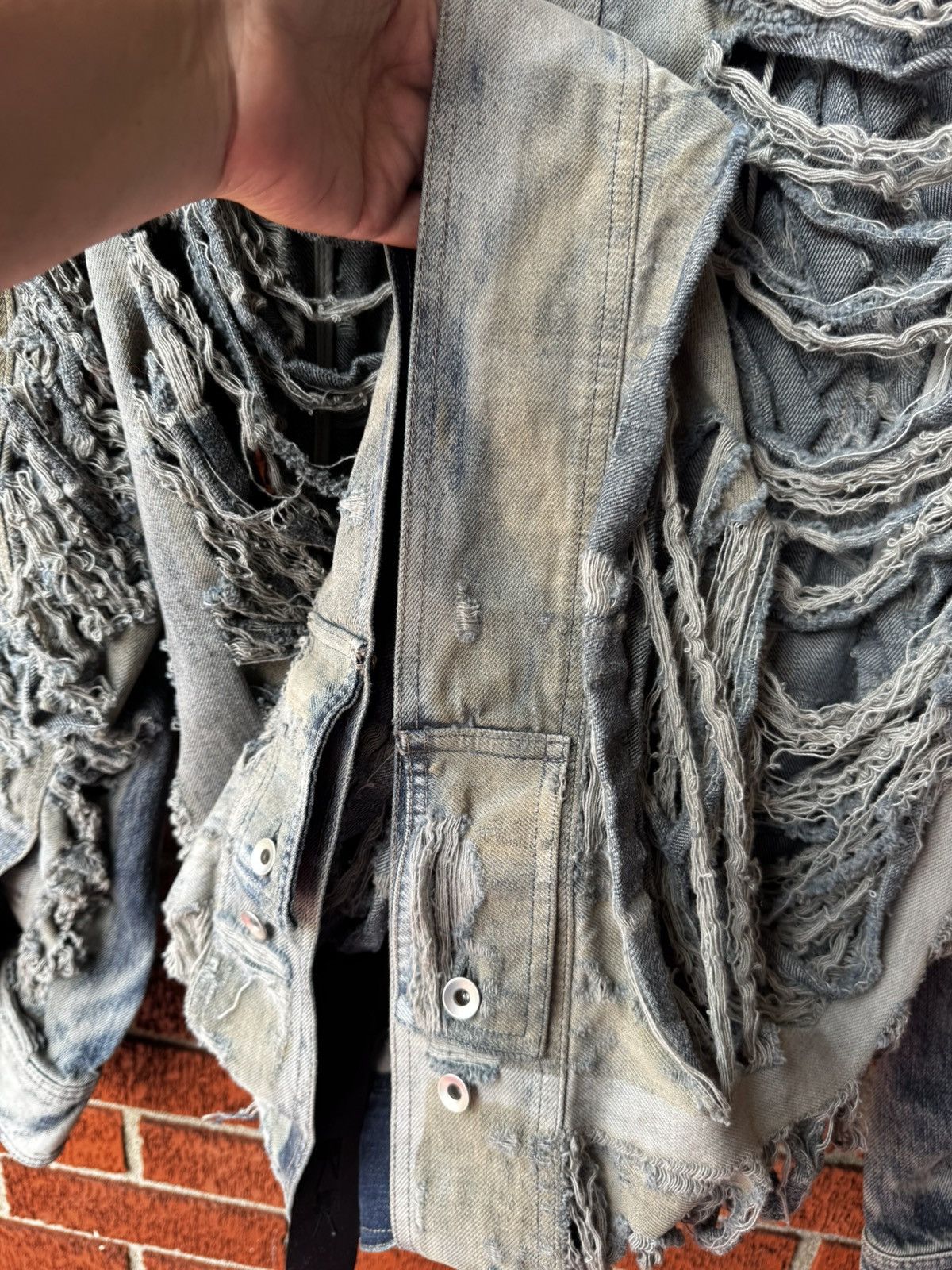Rick Owens Rick Owens Jumbo Worker Jacket Shredded Denim Shredded M NWT Size US M / EU 48-50 / 2 - 4 Thumbnail