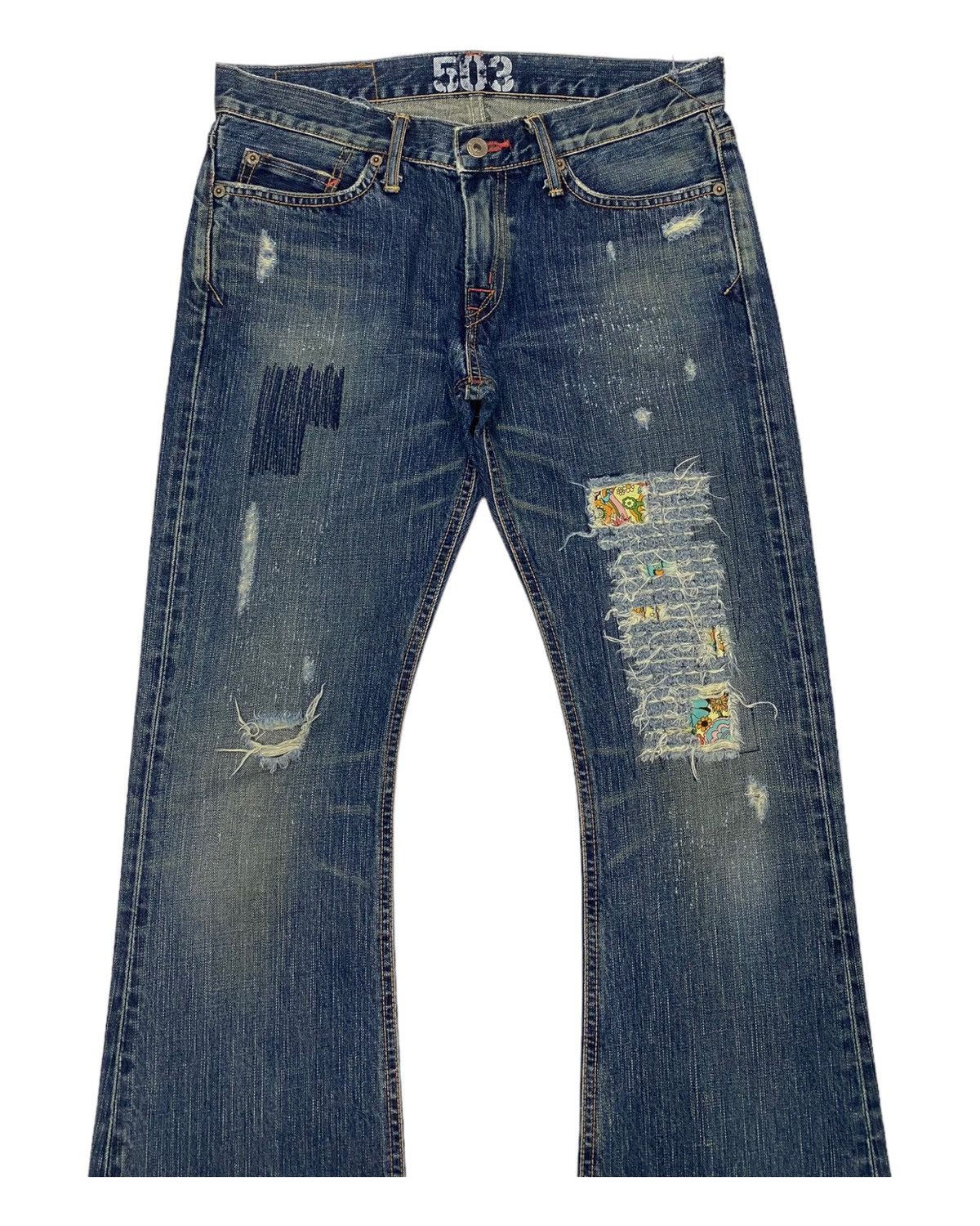 Edwin × Hysteric Glamour × If Six Was Nine FLARE🔥EDWIN MISS 503 BOOTCUT FLARED DISTRESSED DENIM JEANS Size 31" - 3 Thumbnail