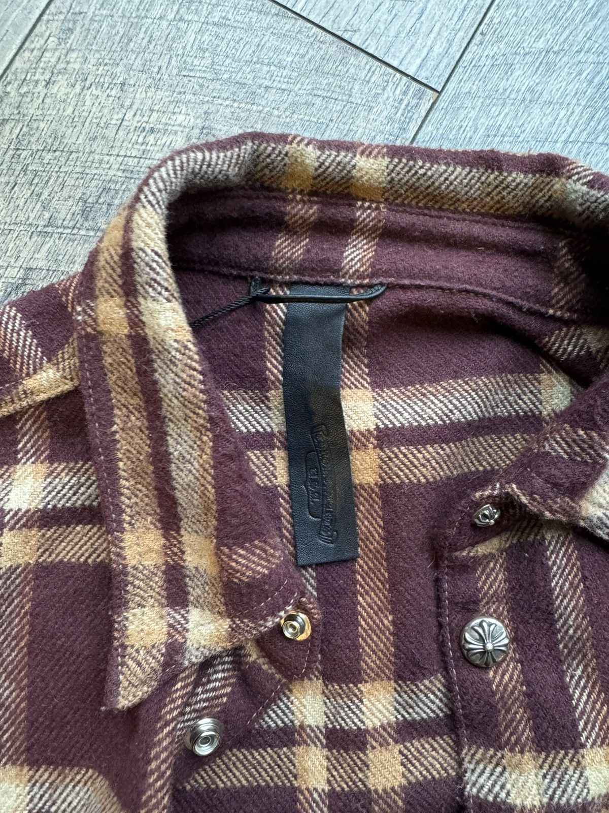 Chrome Hearts Chrome Hearts Burgundy Cross Patch 1/1 Long Sleeve Flannel Size US L / EU 52-54 / 3 - 10 Thumbnail