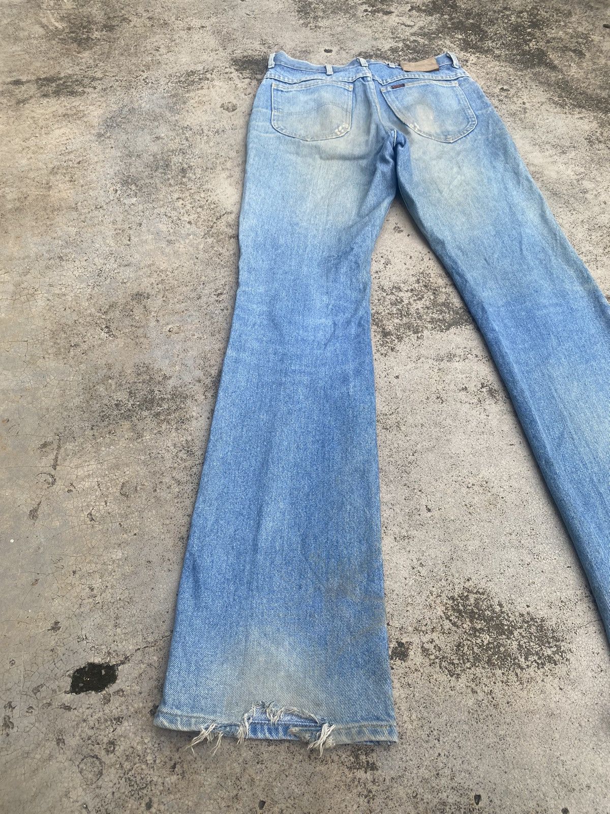 Lee × Vintage Flare Jeans Vintage 90s Lee Distressed Faded Blue Bootcut Size US 30 / EU 46 - 14 Thumbnail