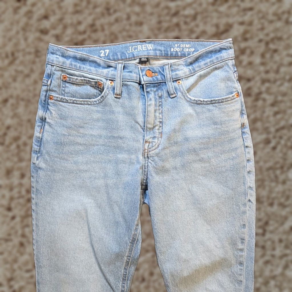 J.Crew J.CREW Jeans Womens 27 Blue 9 Inch Denim Boot Crop Light Wash Raw Hem Capsule Crop Jeans Women Regular 5-Pocket Denim Campture? Size 27" / US 4 / IT 40 - 1 Thumbnail