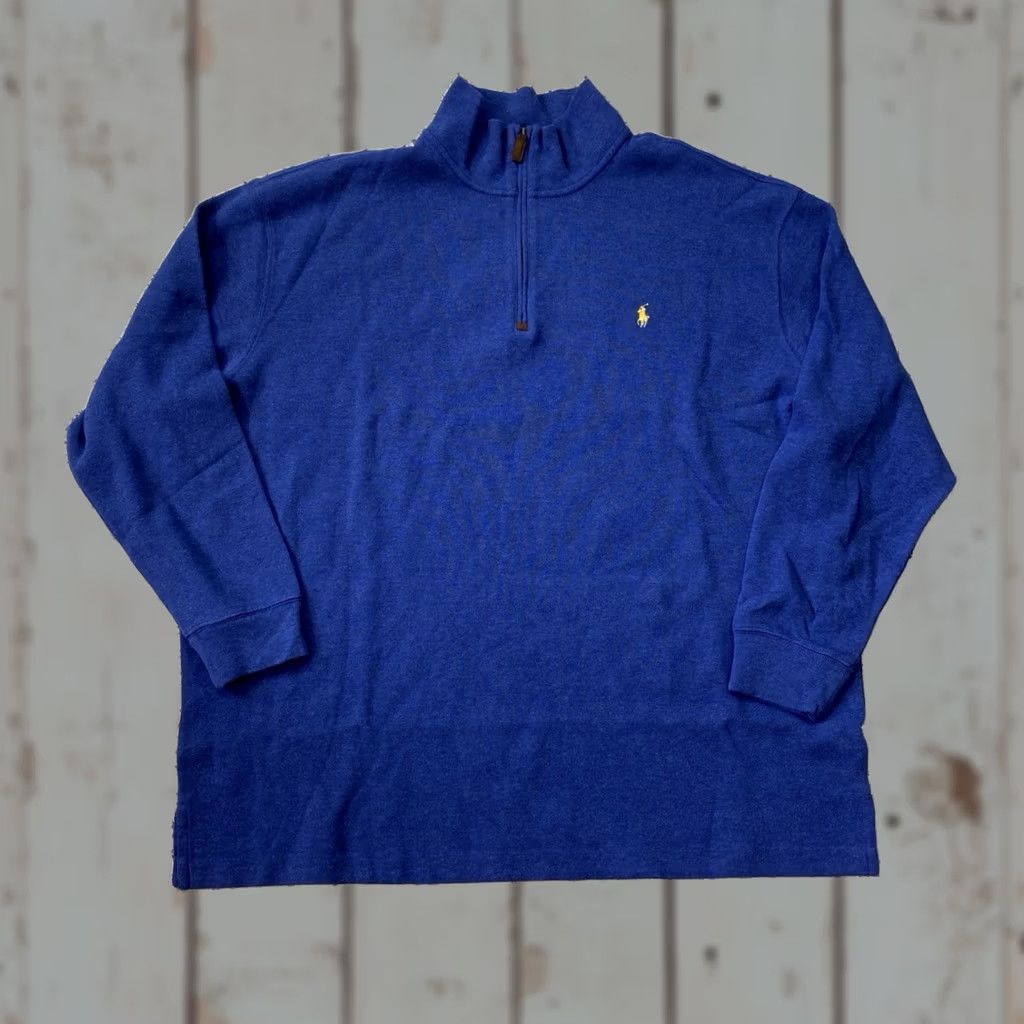 Polo Ralph Lauren Polo Ralph Lauren Sweater Men's 3XL Blue Yellow 1/4 Zip Pullover French Rib Logo Pony NWT Size US XXL / EU 58 / 5 - 1 Thumbnail