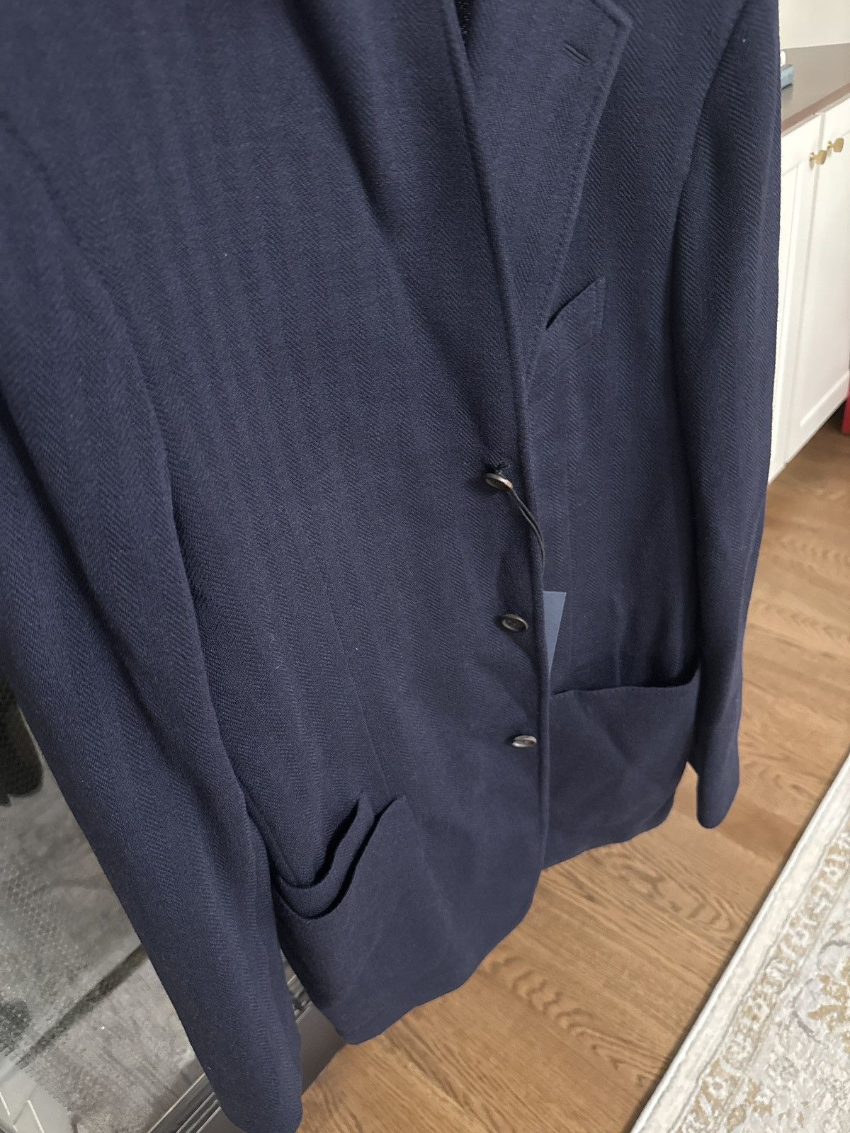Drake's Drakes Navy Herringbone jacket blazer Size 46R - 3 Thumbnail