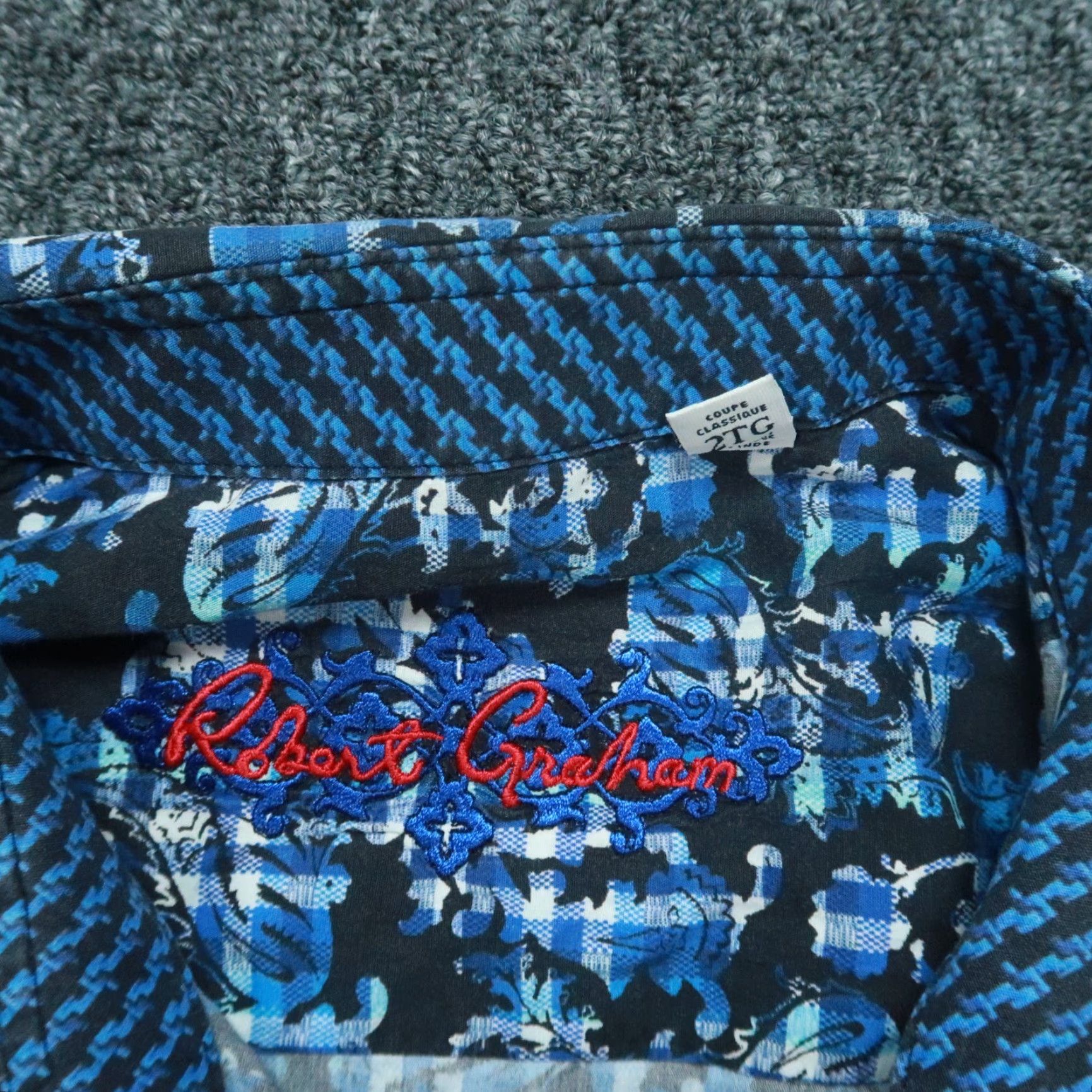 Robert Graham Robert Graham Shirt Mens XXL Blue Black Paisley Floral Button-Up Long Sleeve Classic Fit LS Size US XXL / EU 58 / 5 - 3 Thumbnail