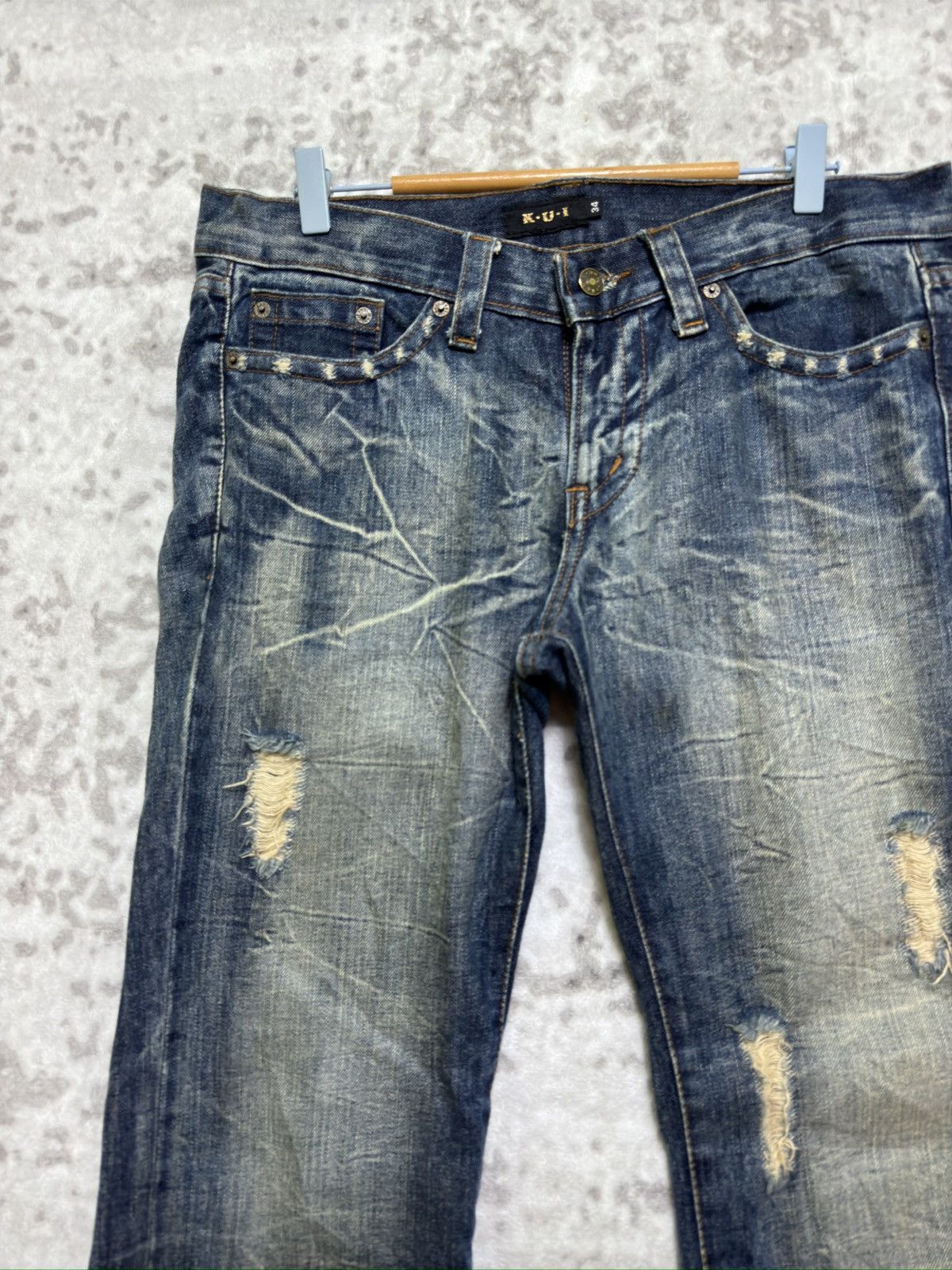 Hysteric Glamour K.U.I Japanese Distressed Flare Jeans Clawmark Archive Denim Size US 34 / EU 50 - 4 Thumbnail