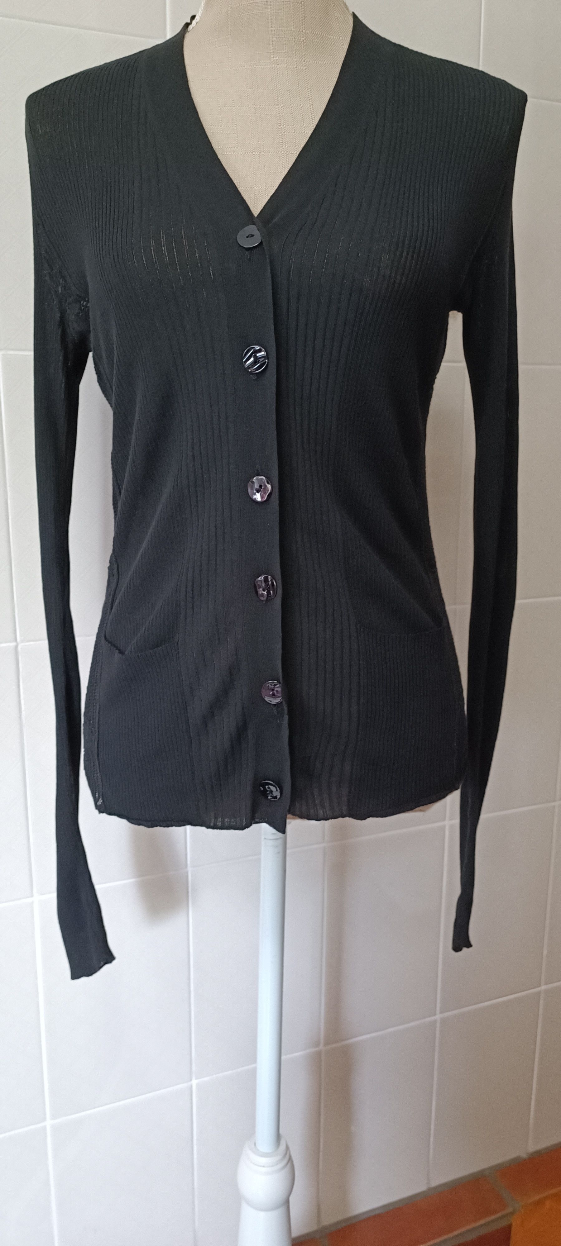 Jean Paul Gaultier 2000's - Black cotton jacket, with ribbed fabric Size M / US 6-8 / IT 42-44 - 1 Thumbnail