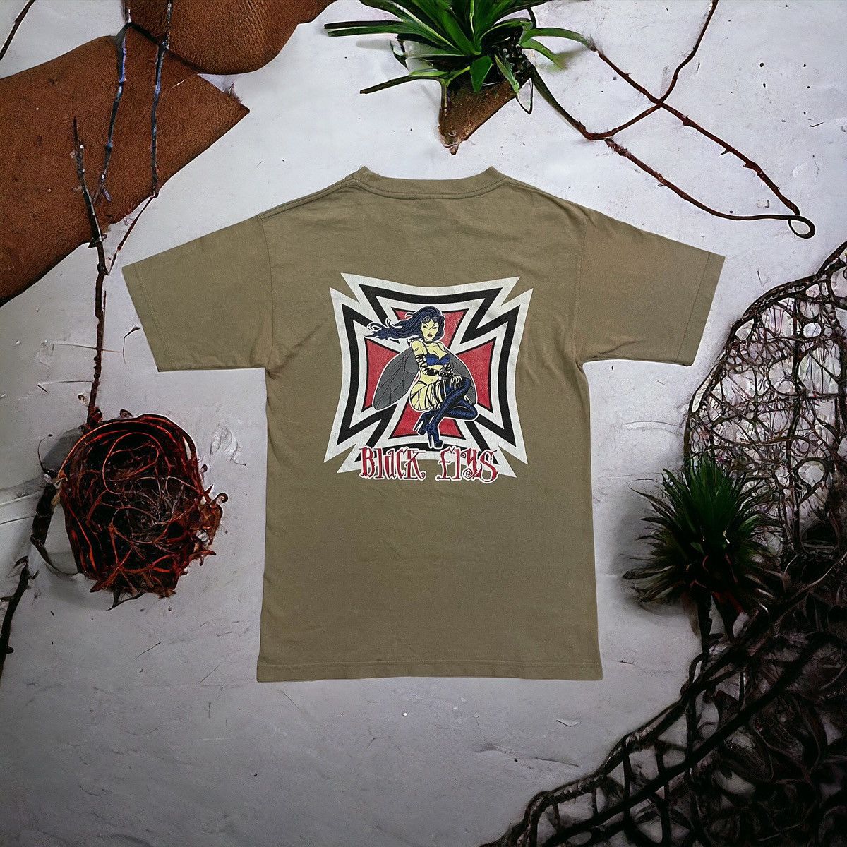 image of Jnco x Skategang Vintage Y2K Skate Brand Black Fly Murina Tag in Cream, Men's (Size Medium)