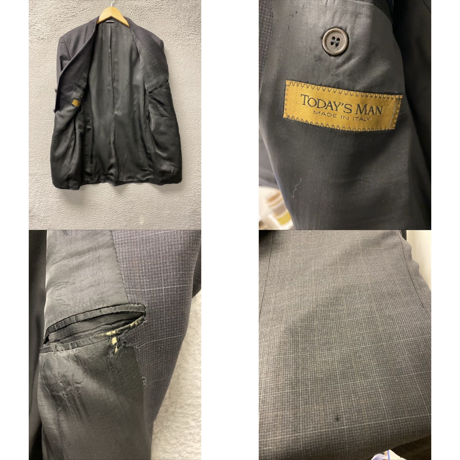 Vintage VINTAGE Todays Man Gian Wool Blazer Jacket Sport Coat Men 44 Black Check Tuxedo Italy Size 44R - 8 Thumbnail