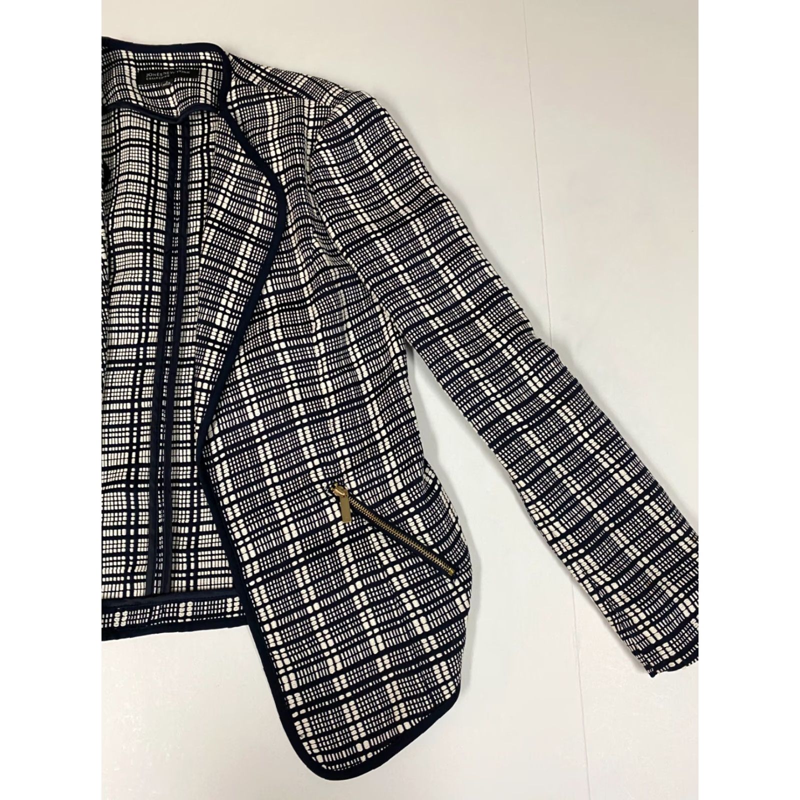 Jones New York Jones New York Blazer Womens 2 Blue Plaid Open Chest Mid-Length Tweed Polyester Jacket Blazer Size XS / US 0-2 / IT 36-38 - 2 Thumbnail