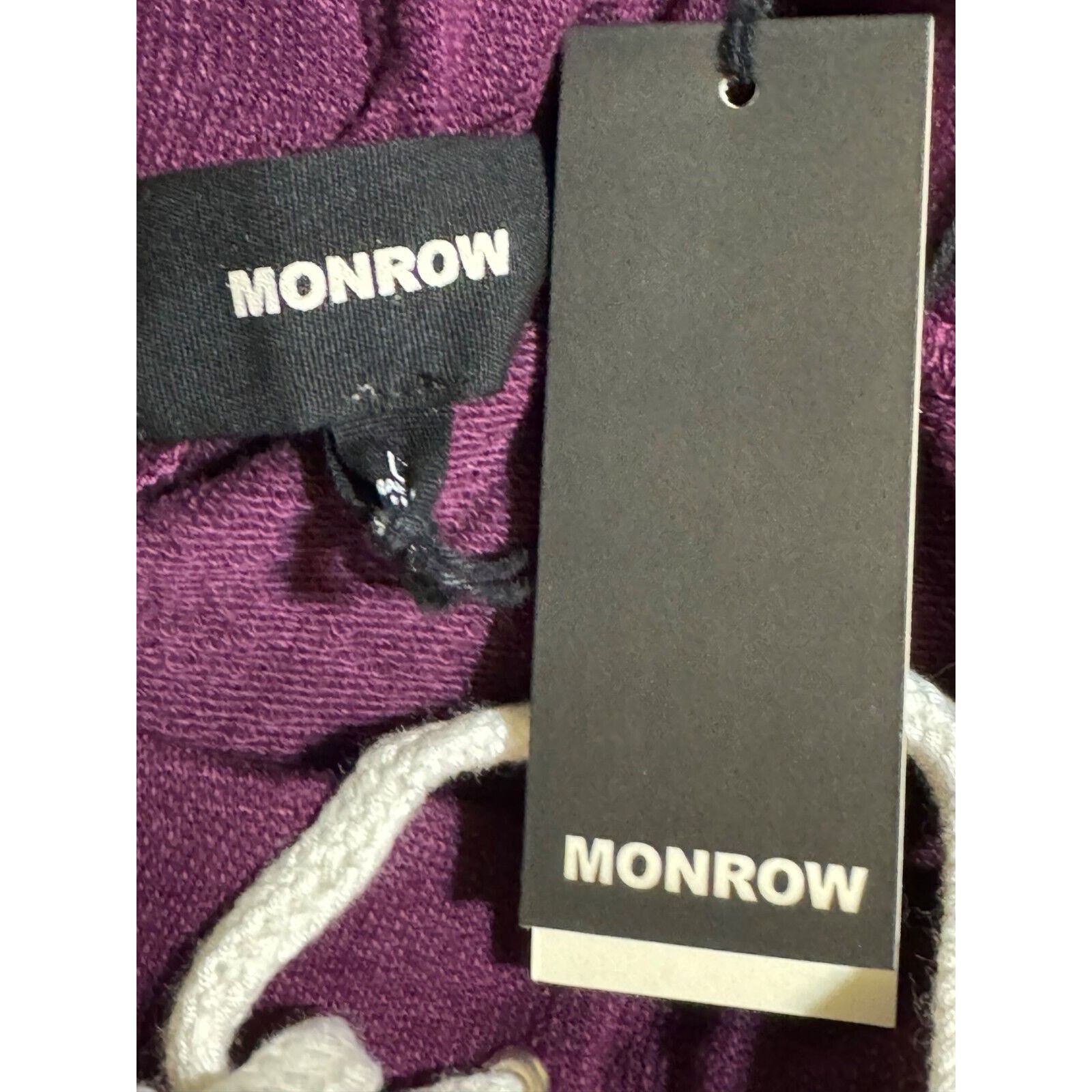 MONROW Monrow Joggers Supersoft Plum Purple Elastic Waist Large Size 31" - 4 Thumbnail