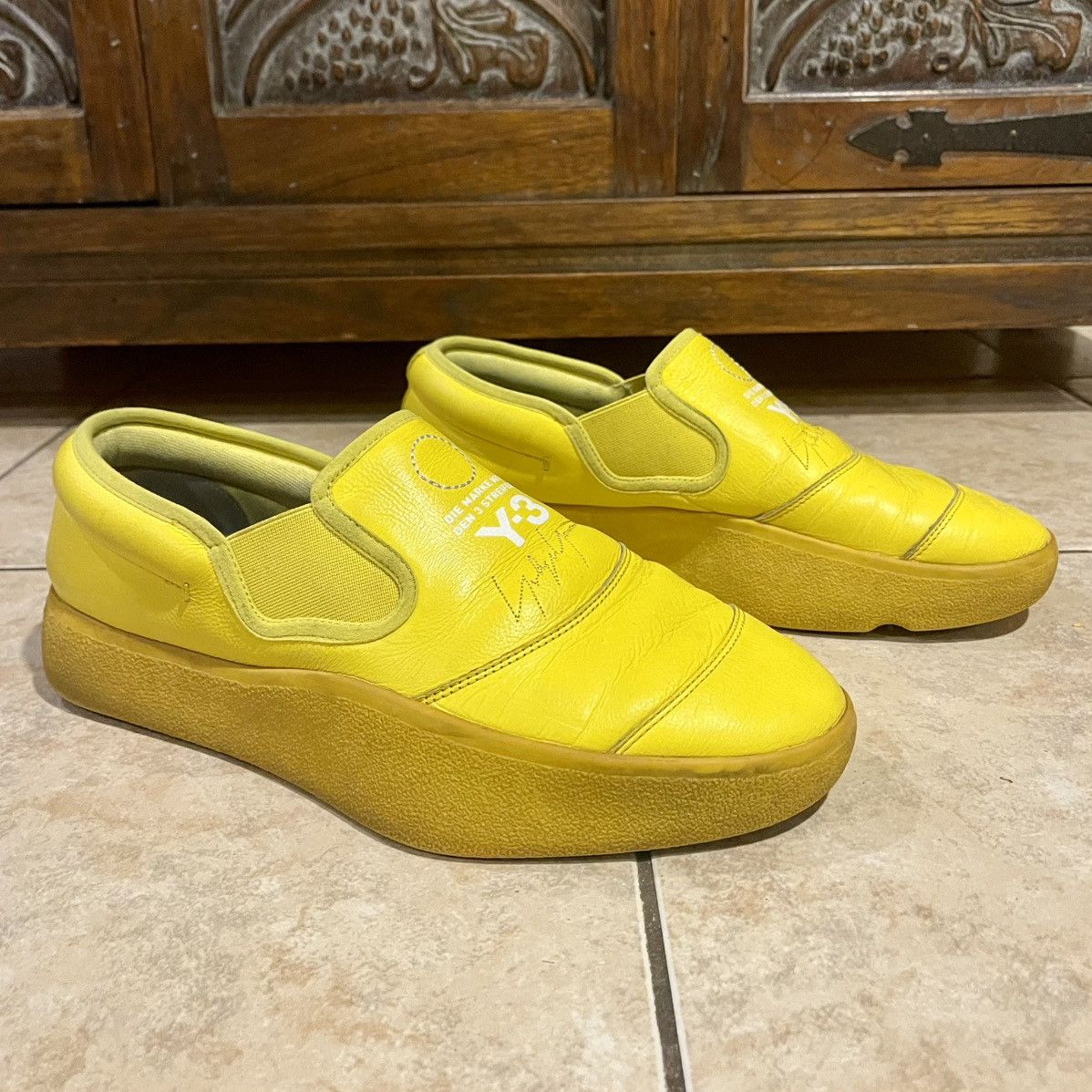 Y-3 Adidas Y-3 Tangutsu Yellow Logo Canvas Slip On Sneakers Size US 9.5 / EU 42-43 - 4 Thumbnail