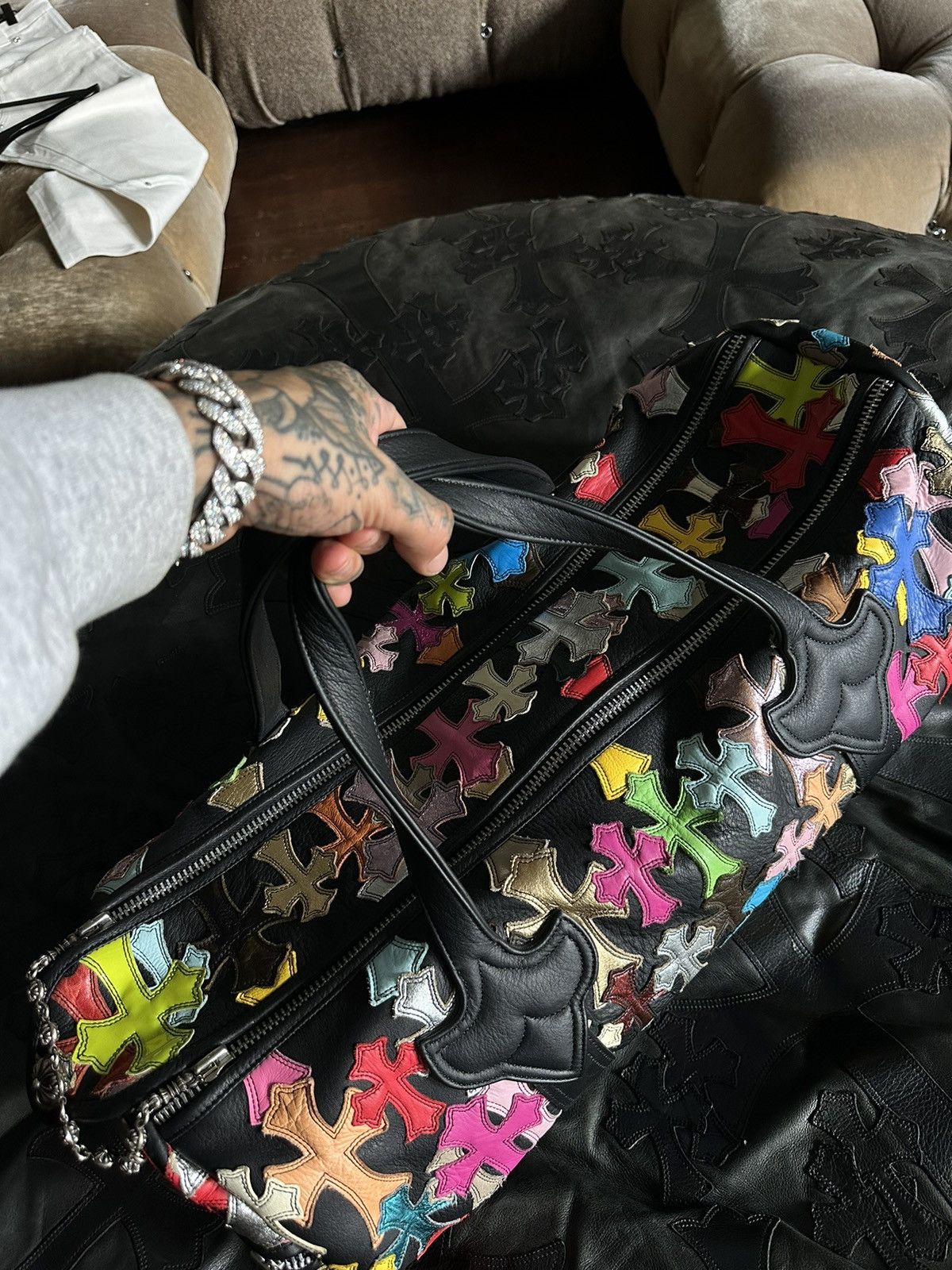 Chrome Hearts CHROME HEARTS LARGE FLOODED CROSS LUGGAGE DUFFLE BAG 4G Size ONE SIZE - 5 Thumbnail