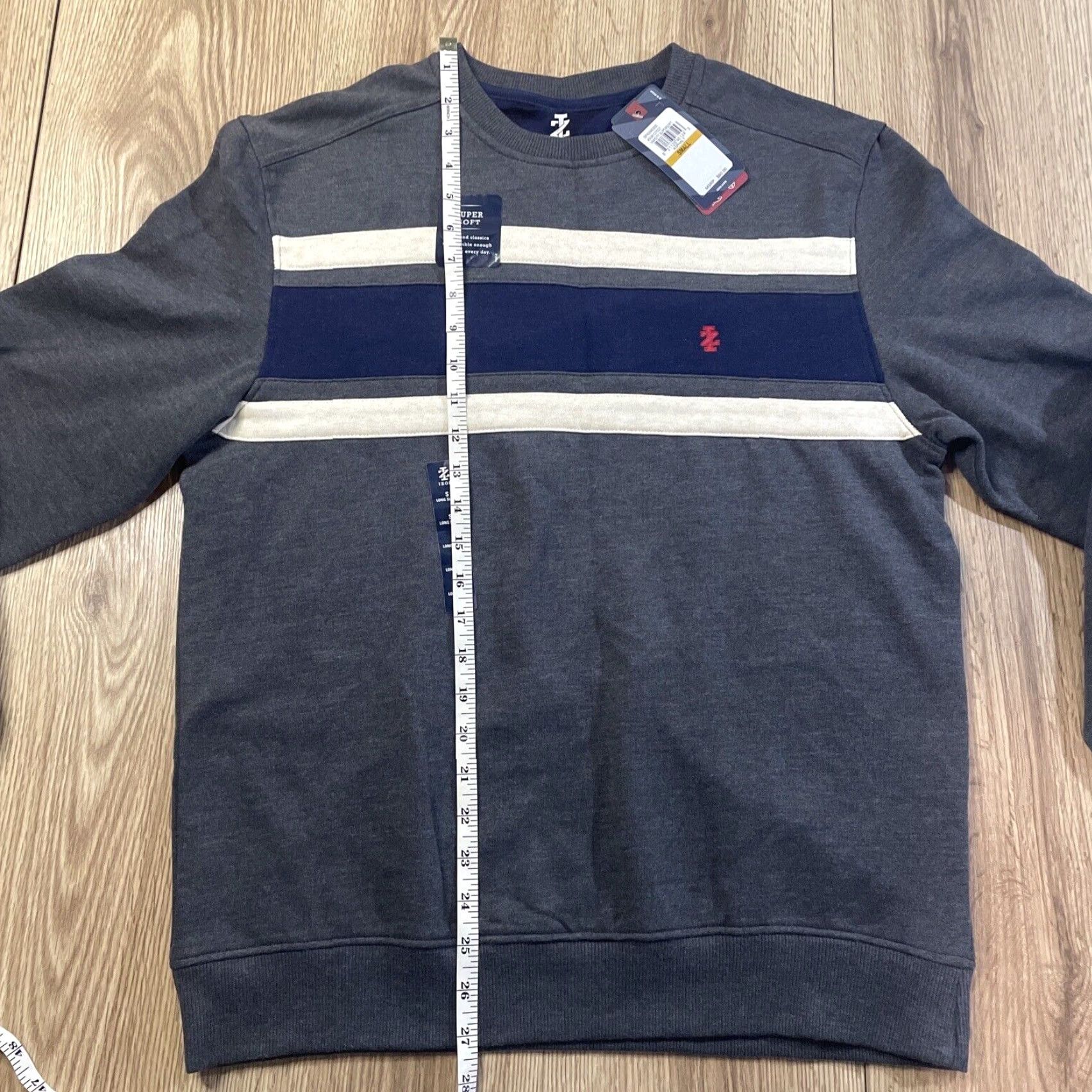 Izod IZOD Mens Pullover Sweatshirt Varsity Striped Gray Size S Crew Neck Super Soft Logo Knit Cotton-Polyester Fall Winter Spring Walking Mens Size US S / EU 44-46 / 1 - 3 Thumbnail