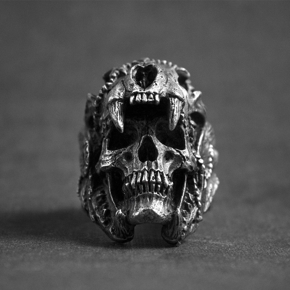 Jewelry Skull Punk Jewelry Rings Open Size Chrome Ring (Size 7-13) Size ONE SIZE - 6 Thumbnail