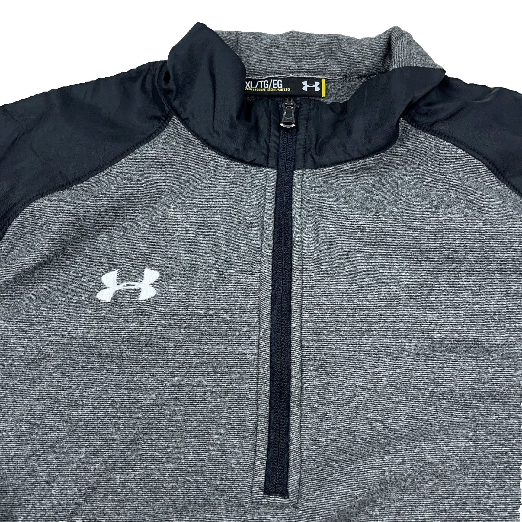 Under Armour Under Armour Sweatshirt Men XL Gray Black Pullover 1/4 Zip Mock Neck Long Sleeve Fleece Sports Performance Size US XL / EU 56 / 4 - 3 Thumbnail