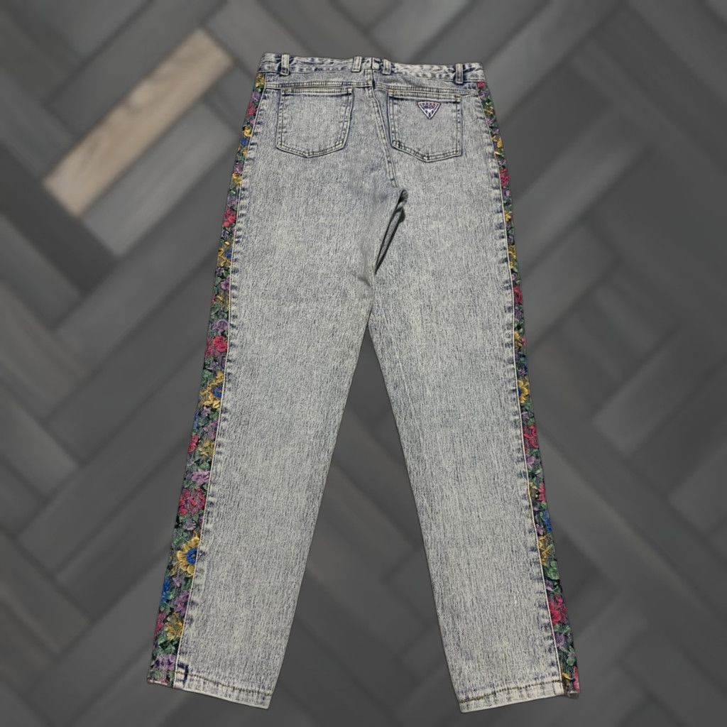 Swatch VINTAGE Watch LA Jeans Juniors 13 Blue Light Acid Wash Paisley Trim USA Logo Skinny Jeans Womens Size 28" / US 6 / IT 42 - 1 Thumbnail
