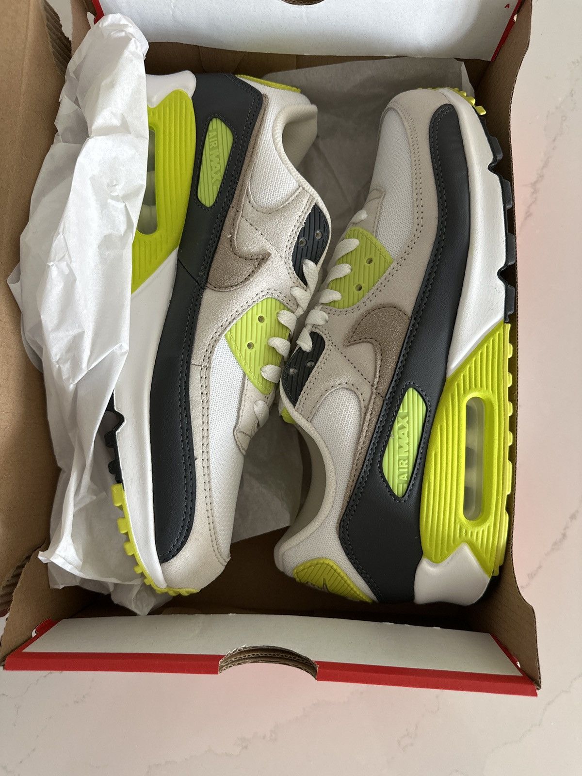 Nike Nike Air Max 90 - White/Khaki-Cyber Size US 10 / EU 43 - 9 Thumbnail