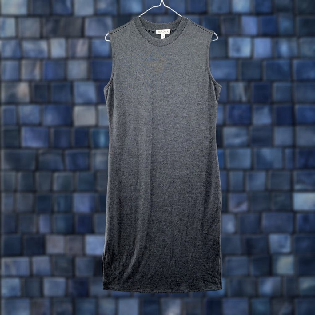 Vintage Prologue Women’s Sleeveless Tank Long Knit Double Side Slit Gray Dress M Size M / US 6-8 / IT 42-44 - 1 Thumbnail