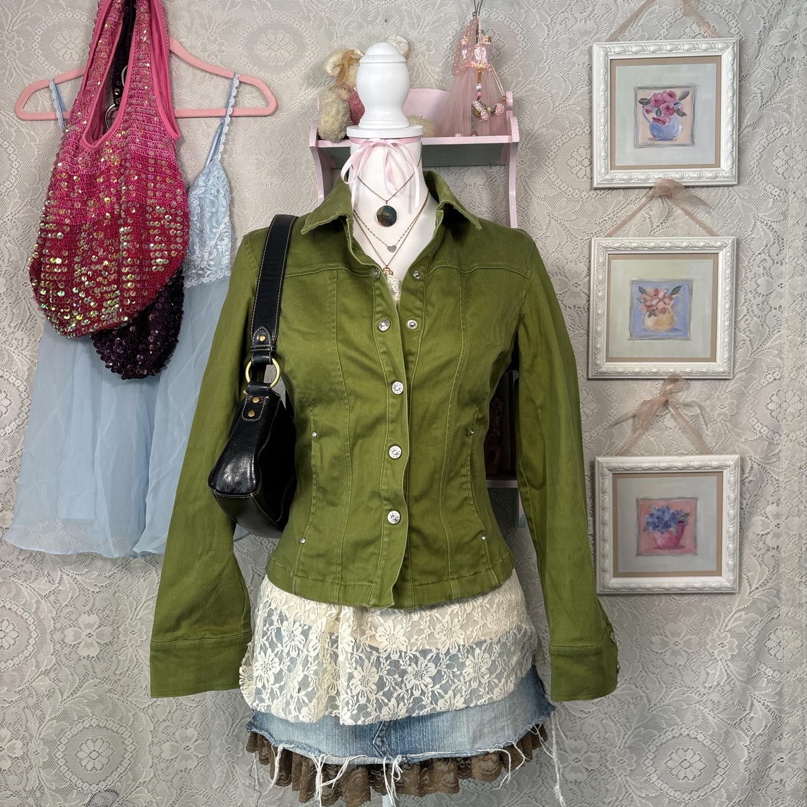 Other y2k fitted structured green layering jacket Size M / US 6-8 / IT 42-44 - 1 Thumbnail