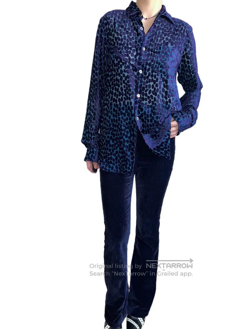 Junya Watanabe Junya Watanabe Purple Velvet Polka Dot Transparent Shirt Size S / US 4 / IT 40 - 3 Thumbnail