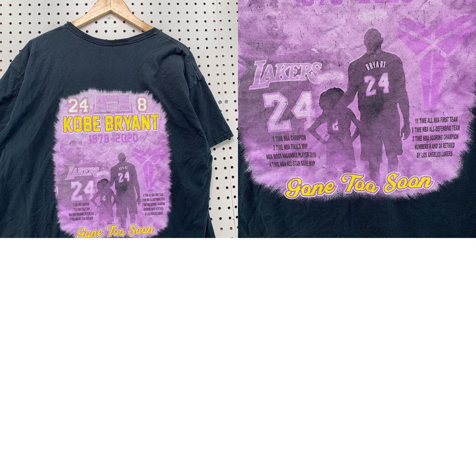 Fruit Of The Loom Kobe Bryant RIP Shirt Purple XL Mens Short Sleeve 23x28.5 Black Purple #24 #8 Adult XL T-Shirt Clothing Sports Dreams In Motion Size US XL / EU 56 / 4 - 9 Thumbnail