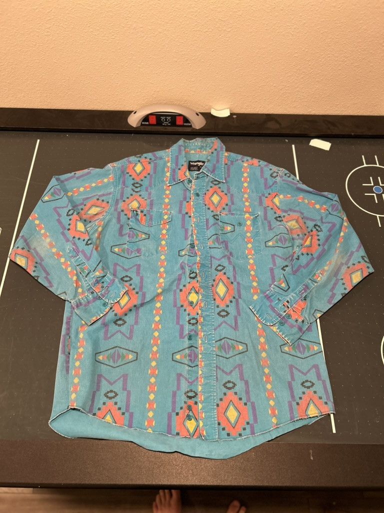 80s Wrangler Western Aztec Brushpopper long sleeve shirt