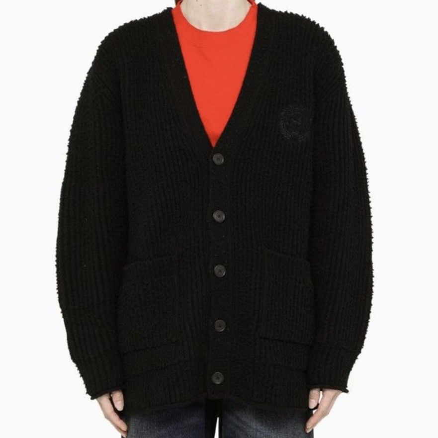 Balenciaga $2050 Balenciaga College Logo Heavy Wool Piled Knit Cardigan Size US L / EU 52-54 / 3 - 12 Thumbnail