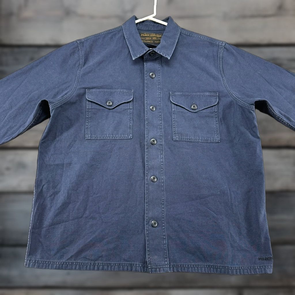 Filson Filson Jacket Mens XL Blue Navy Button Up Long Sleeve Shirt Field Jac Canvas Size US XL / EU 56 / 4 - 1 Thumbnail