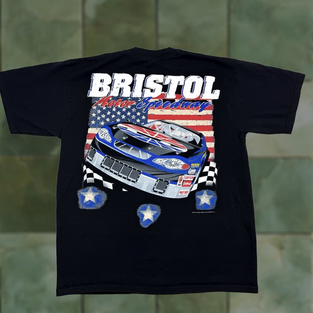 Gildan VINTAGE Bristol Motor Speedway T Shirt Adult Large Black Gildan Cotton Graphic Print NASCAR Sports 90s Y2K Racing Mens Size US L / EU 52-54 / 3 - 1 Thumbnail