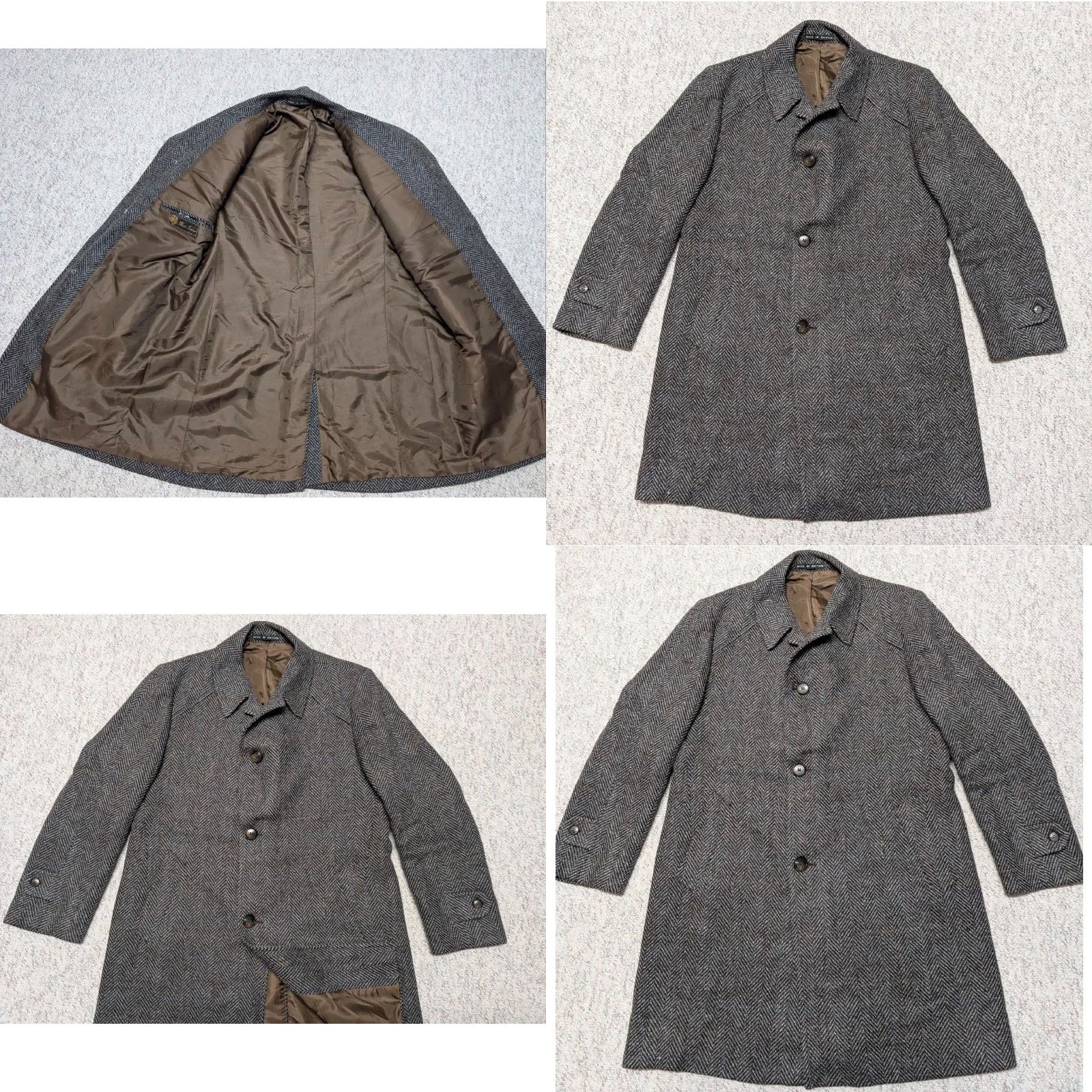 Vintage VINTAGE Brook Taverner Overcoat Tweed Donegal Wool Herringbone Gray 44 England Fleck Coat Mens Size US L / EU 52-54 / 3 - 8 Thumbnail