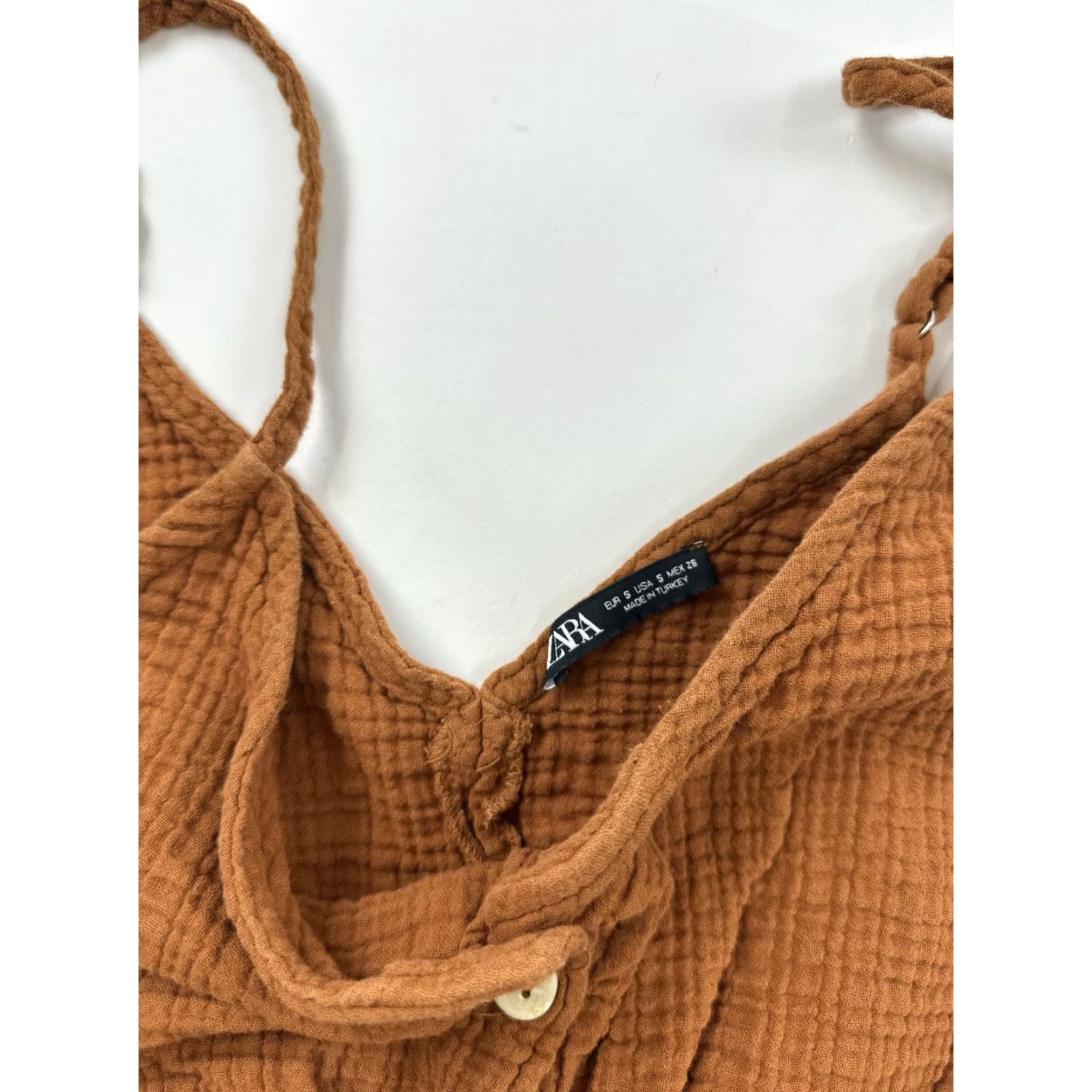 Zara Zara Romper Women’s Small Brown Sleeveless V-Neck Beach Bohemian Size 28" / US 6 / IT 42 - 3 Thumbnail