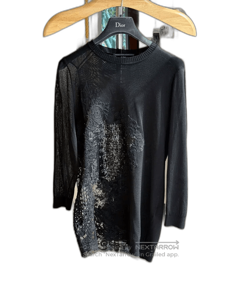 Maison Margiela Black Lace Knit Top Size 40. Size US L / EU 52-54 / 3 - 1 Thumbnail