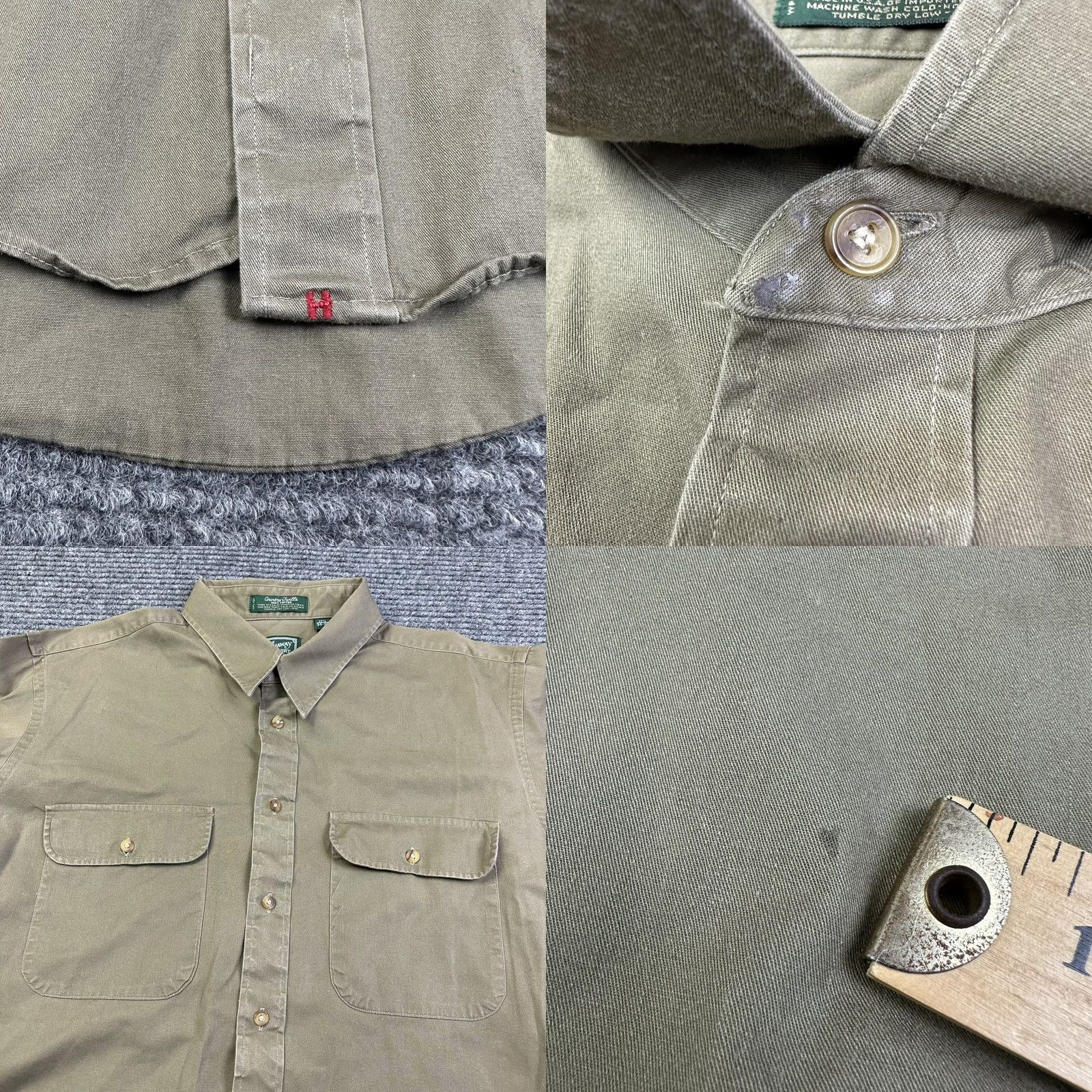 Vintage VINTAGE The Hathaway Shirt Button-Up Shirt Mens 17.5 34-35 100% Cotton Green Long Sleeve Size US XXL / EU 58 / 5 - 8 Thumbnail