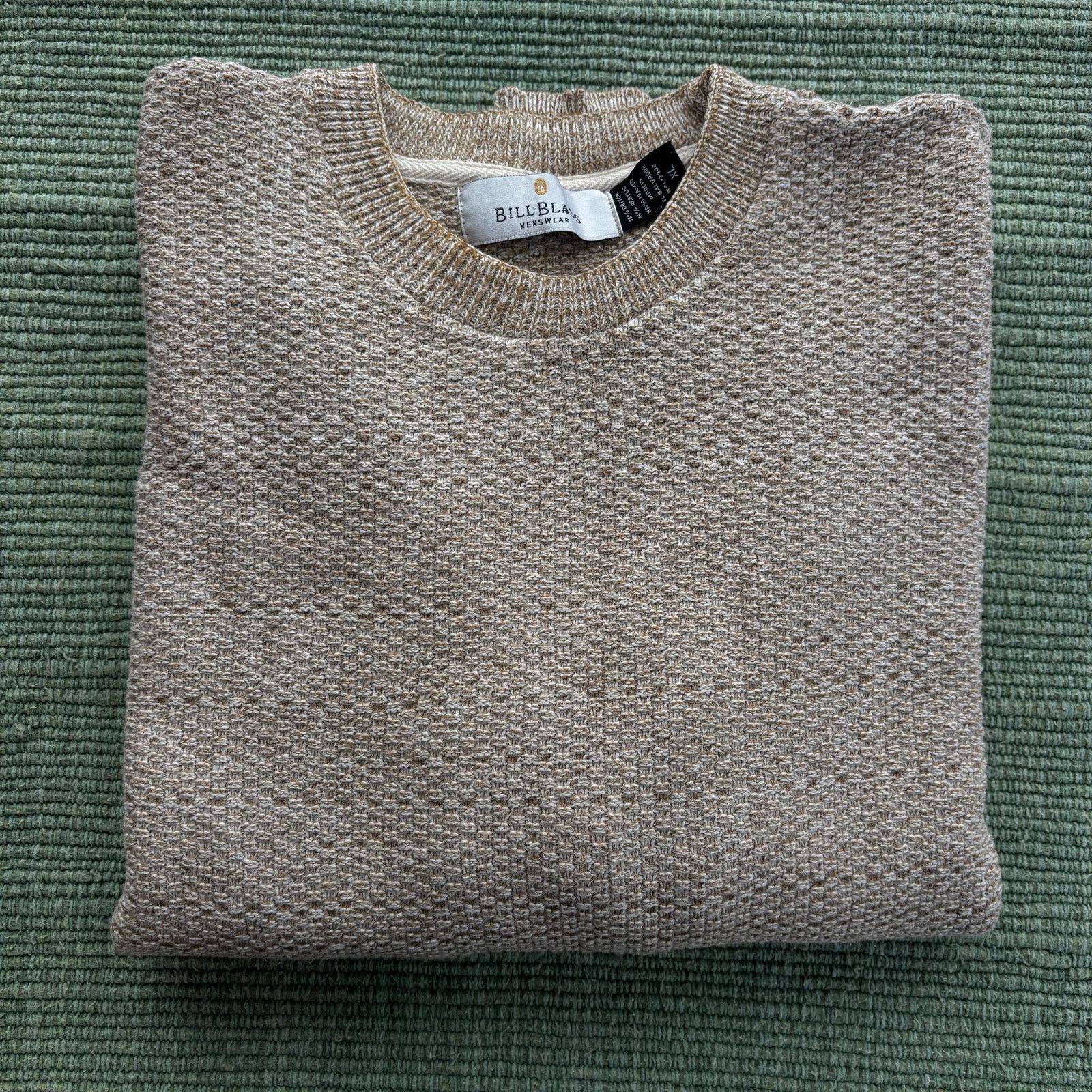 Bill Blass × Vintage Vintage Bill Blass Light Cream Tan Cotton Blend Knit Sweater Size US XL / EU 56 / 4 - 8 Thumbnail