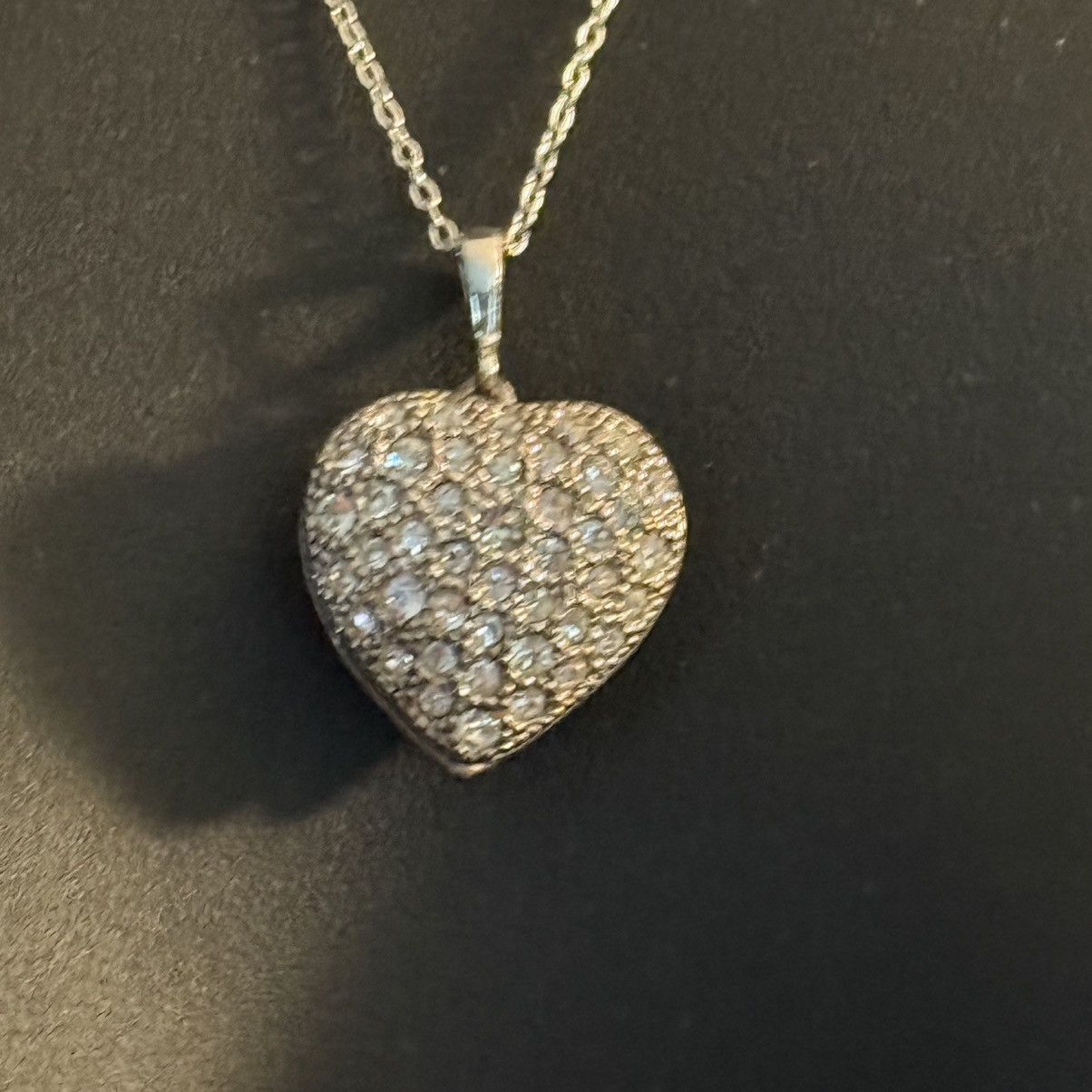Other Sterling silver pave heart locket pendant necklace Size ONE SIZE - 2 Thumbnail