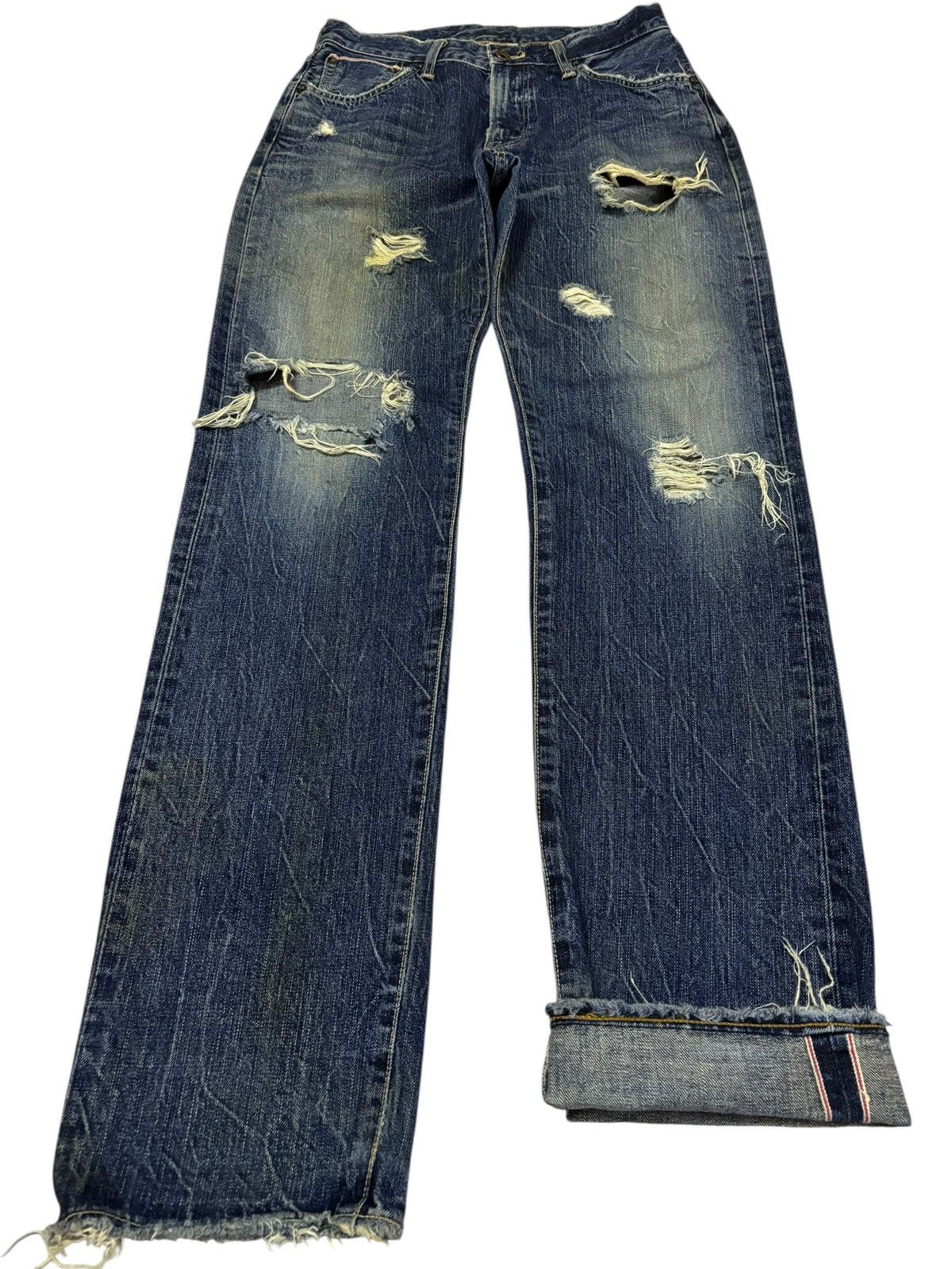 Edwin Vtg Edwin Japan 505 Selvedge Distressed Jeans Size US 28 / EU 44 - 1 Thumbnail