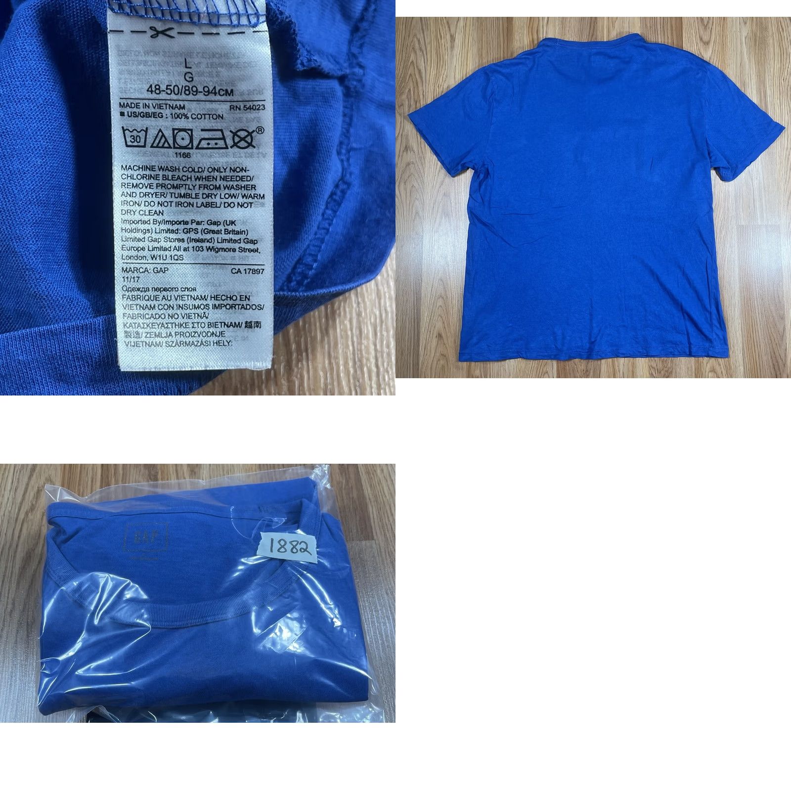 Gap Gap RoundNeck T-Shirt Mens Size L Blue Short Sleeve 100% Cotton Pullover Regular Fit Vintage: No Size US L / EU 52-54 / 3 - 8 Thumbnail