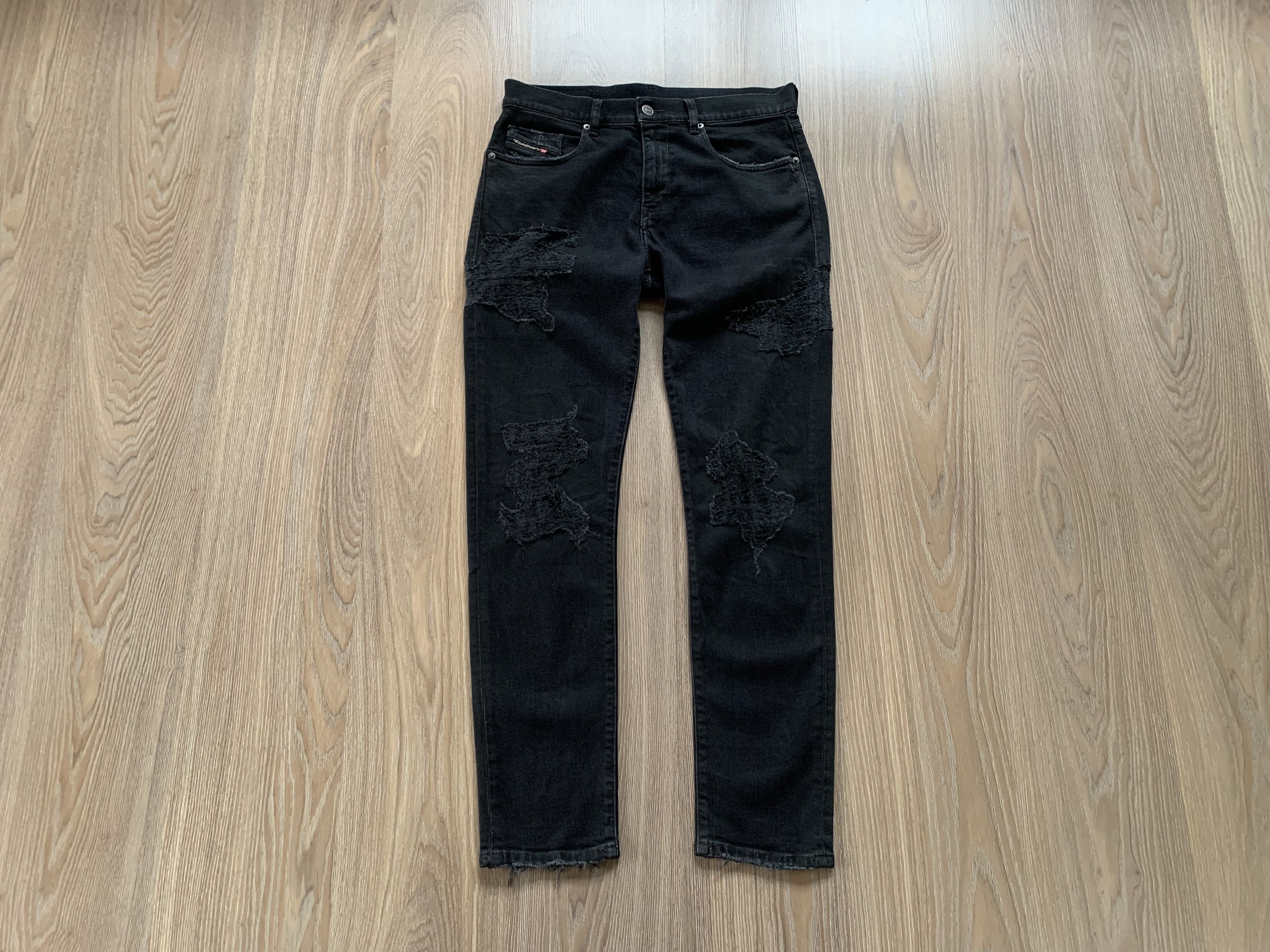 Diesel Diesel D-Strukt Distressed Black Jeans Size US 31 - 1 Thumbnail