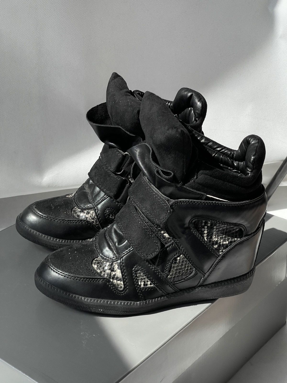 Japanese Brand Y2K Isabel Marant Style Sneakers Black Platform Avant-Garde Size US 7 / IT 37 - 4 Thumbnail