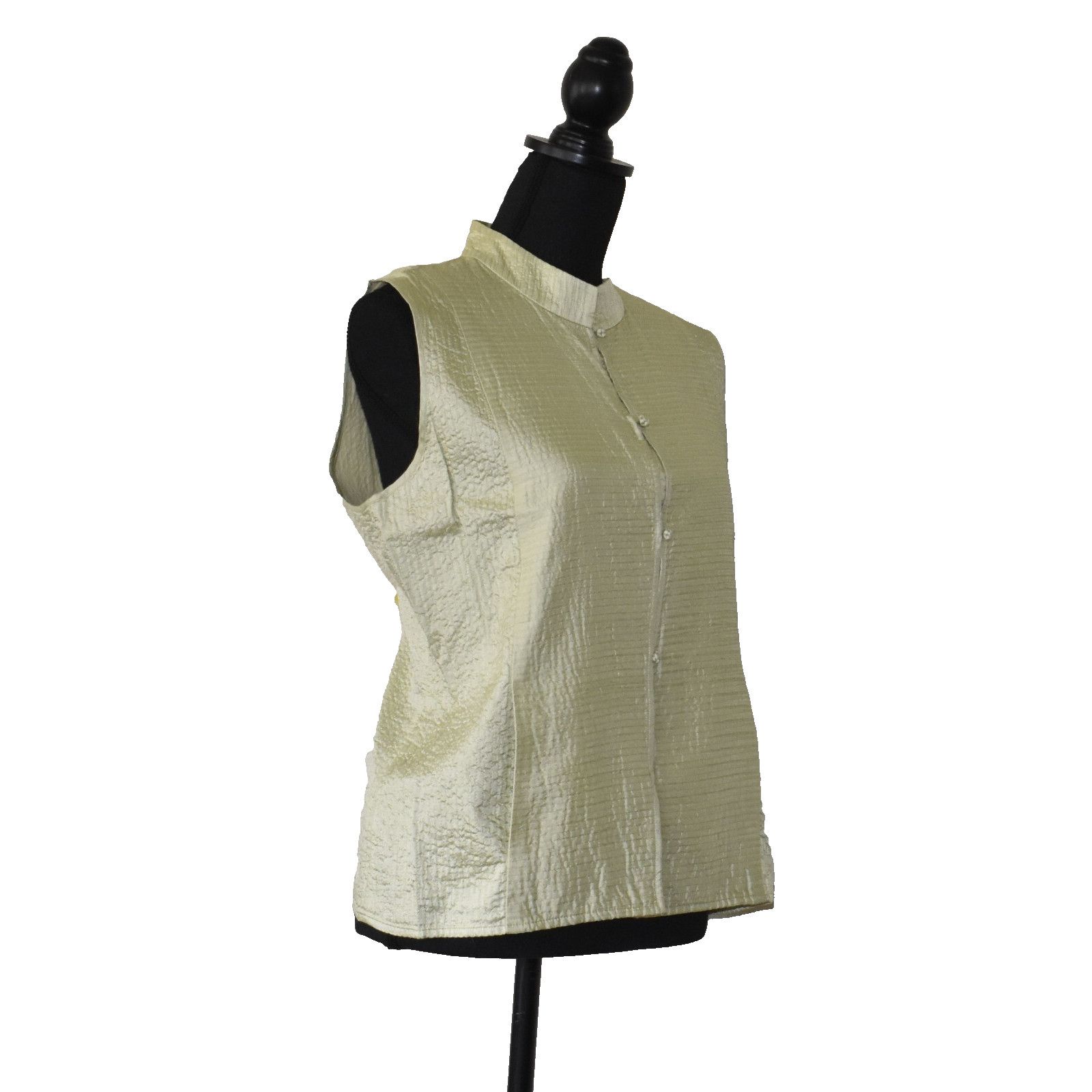 Eileen Fisher EILEEN FISHER Qulted Tussan Silk Mandarin Collar Vest L $228 Size L / US 10 / IT 46 - 2 Thumbnail