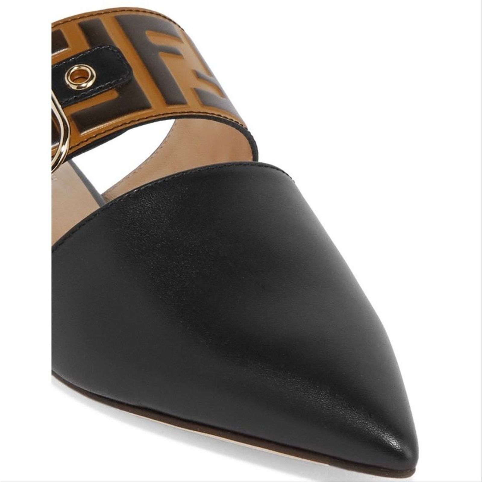 Fendi FENDI FF logo embossed leather mules slippers flats Size US 6 / IT 36 - 5 Thumbnail