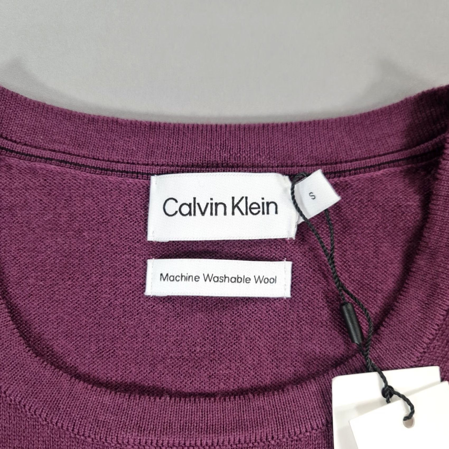 Calvin Klein Calvin Klein Mens Jumper Purple Small Regular Fit 100% Wool Knitted Pullover Slim Knit Crew Neck Long Sleeve Casual Size US S / EU 44-46 / 1 - 3 Thumbnail