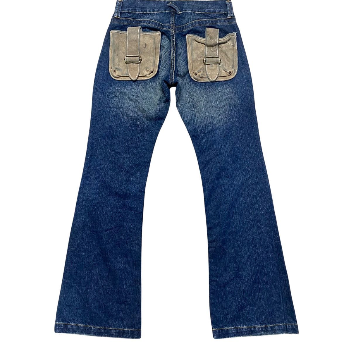 Japanese Brand Japanese Brand Leather Pocket Denim Flare Jeans Size US 27 - 1 Thumbnail