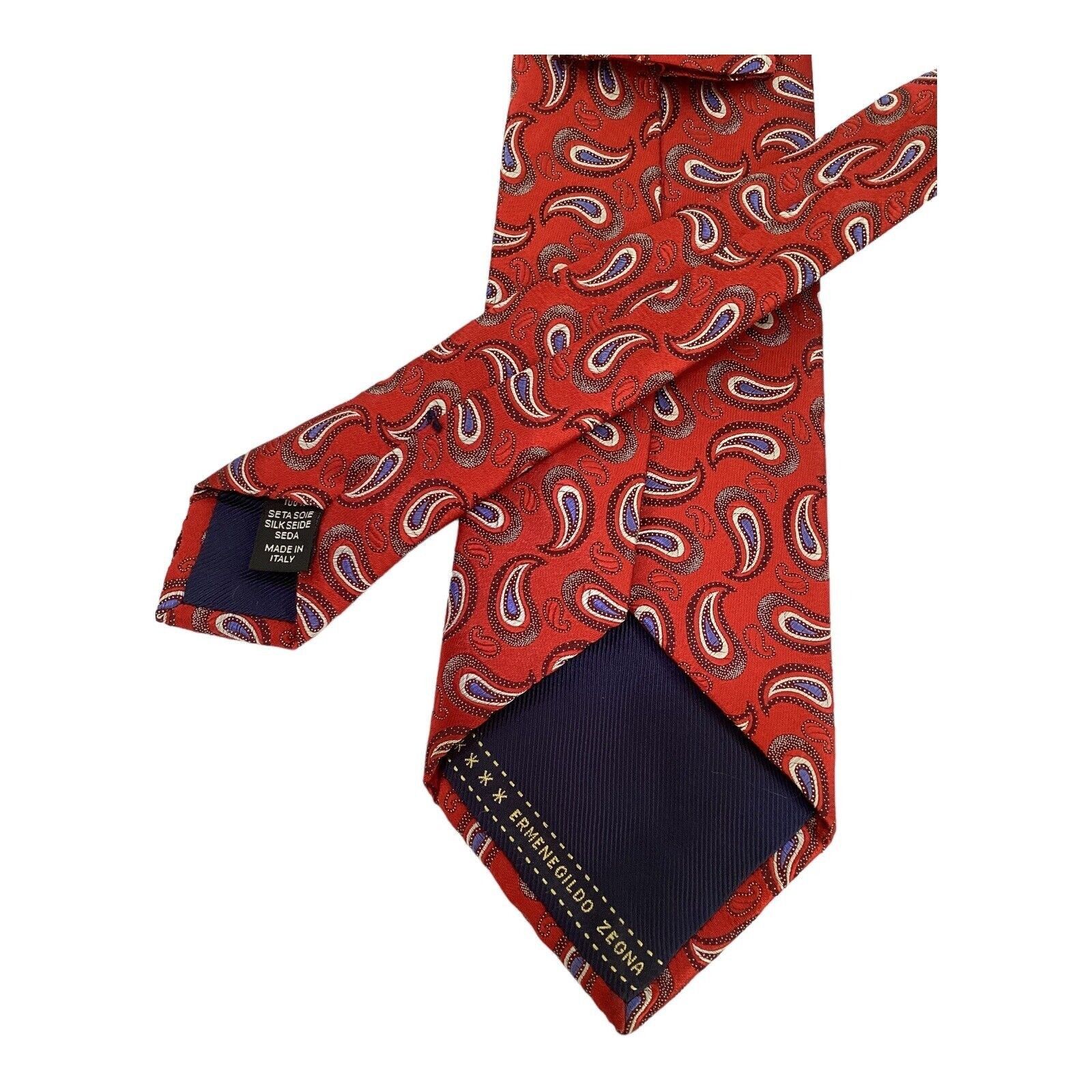 Ermenegildo Zegna ERMENEGILDO ZEGNA Red Paisley Luxury Silk Tie In Made Italy Size ONE SIZE - 4 Thumbnail