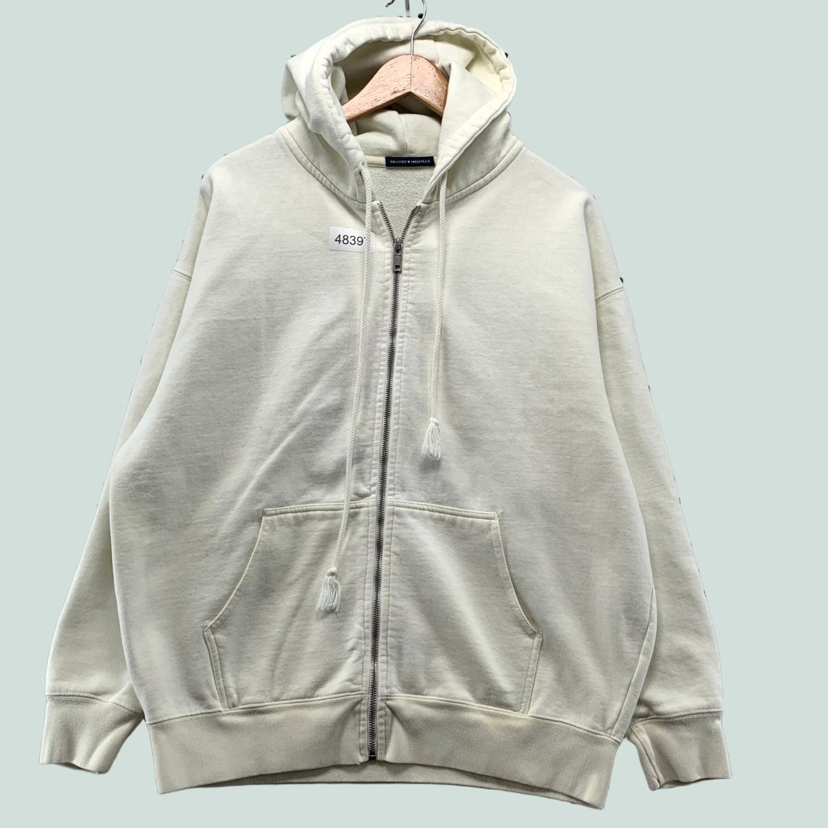 Brandy Melville Brandy Melville Zip Hoodie Sweatshirt Womens One Size Beige Heavyweight Oversize Size ONE SIZE - 1 Thumbnail